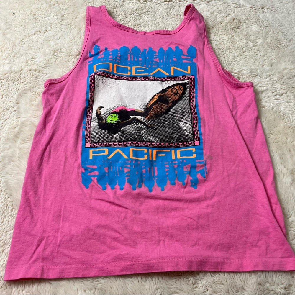 Vintage OP Ocean Pacific Tank Top T Shirt California Surf Distressed USA 80s 90s